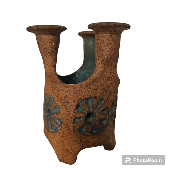 Vintage Mid Century Hal Lasky Puerto Rican Pottery Primitive Candleholder 60's - Picture 1 of 4